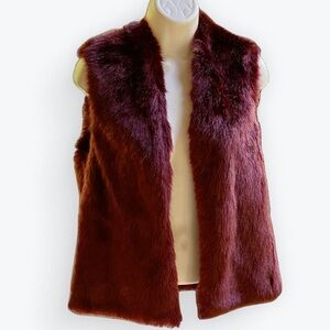 Faux Fur Vest Glam Chic Festival Edgy Alt Rave Streetwear Reddish Brown Layer ~S